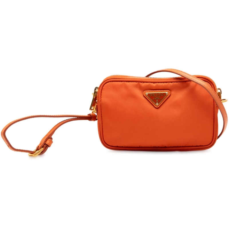 Prada Schultertasche Mini Tessuto Double Zip Camera Bag orange