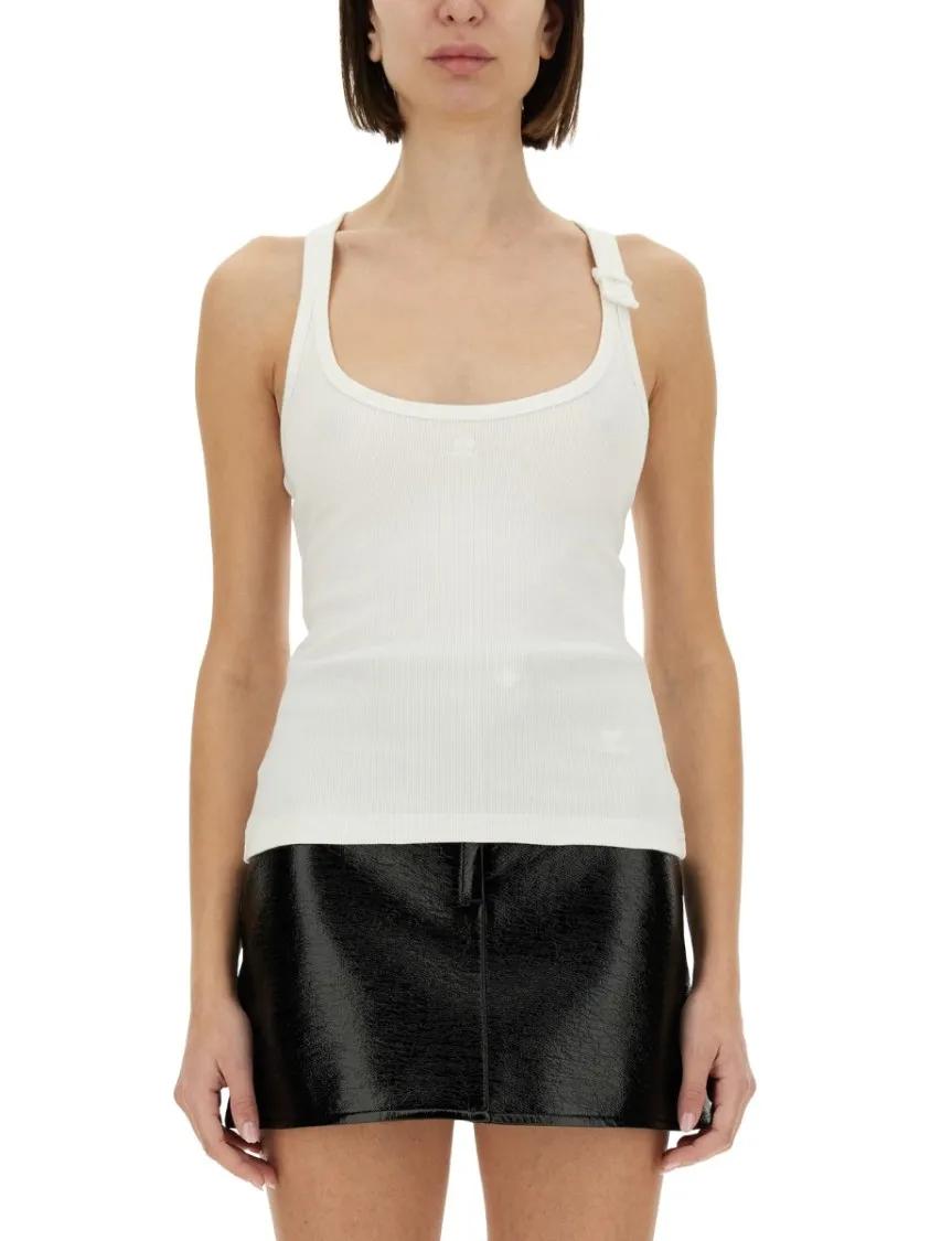 Thumbnail - Courrèges - Ribbed White Tank Top - Größe L - weiß
