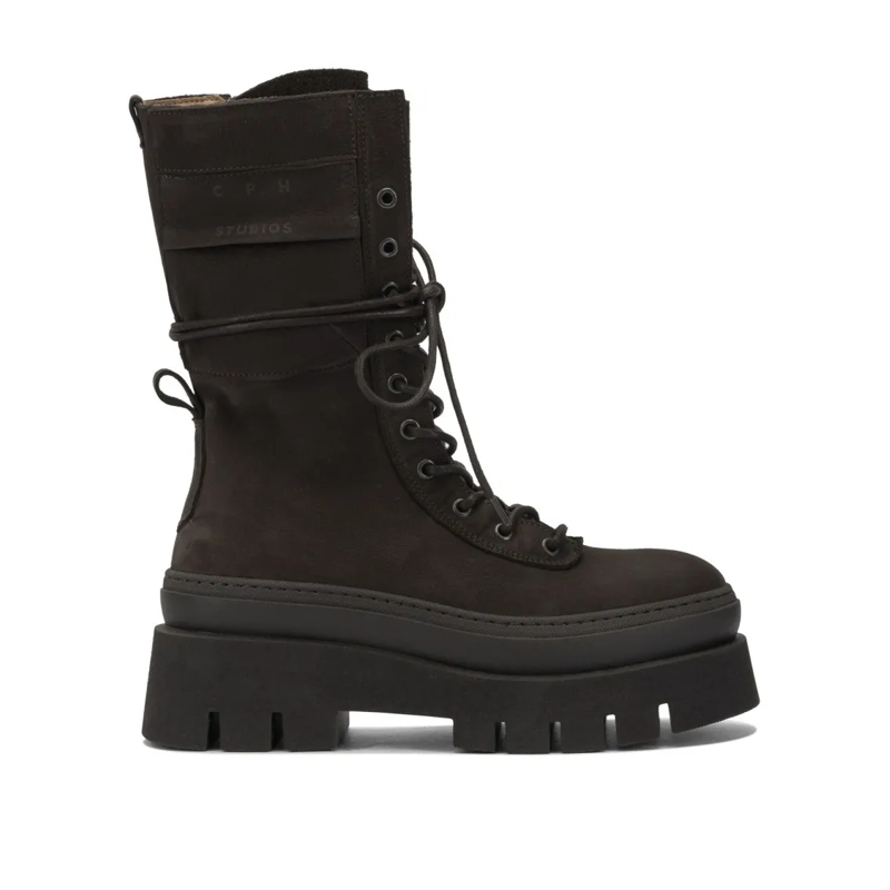 Copenhagen Laarzen High-Top Lace-Up Ankle Boots Black