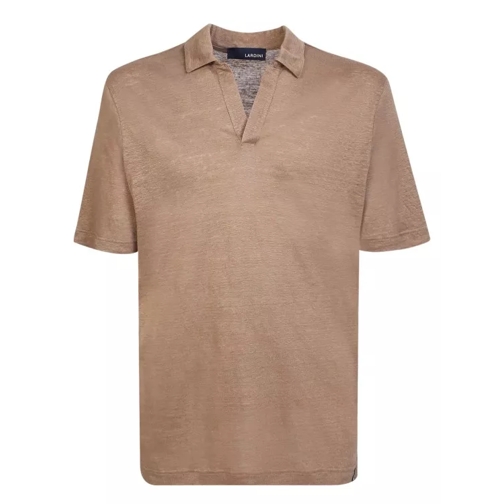 Lardini V-Neck Polo Light Brown Shirt Brown Chemises