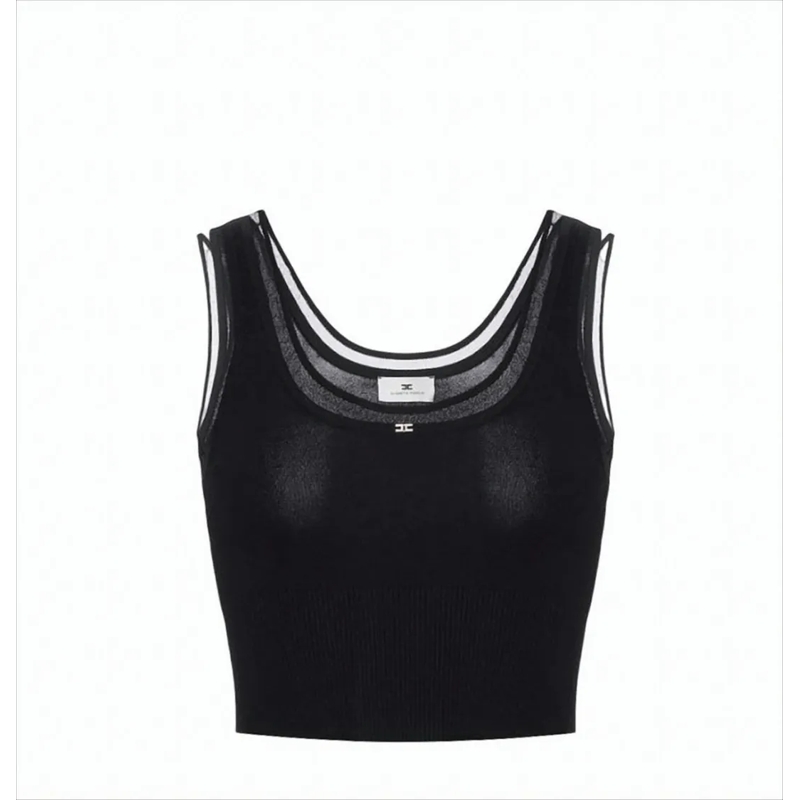 Elisabetta Franchi Blouse Ribbed Knit Top With Jewel Logo White