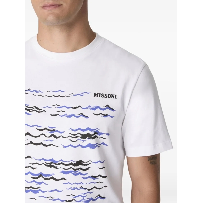 Missoni T-shirt Multicolor Wave Print T-Shirt White(Image 7)