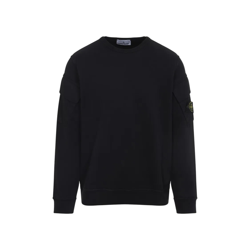 Stone Island  Classic Black Cotton Sweatshirt Black