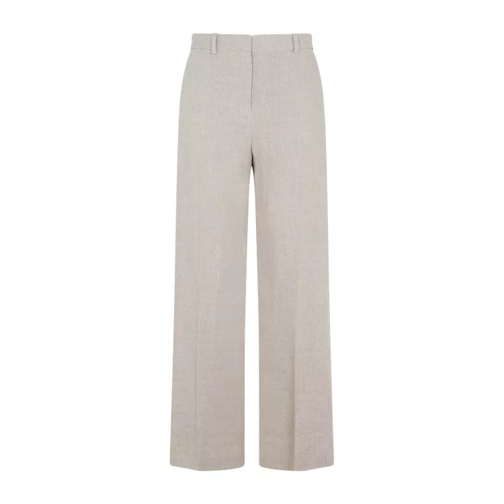 TOTEME Ecru Linen Mid-Waist Straight Trousers Neutrals 