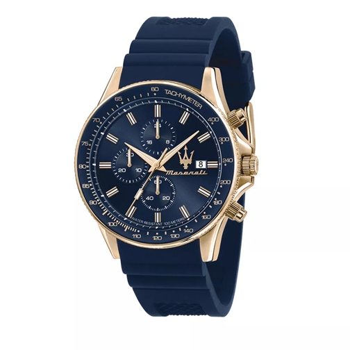 Maserati Sfida 44mm Blue and Gold Quartz Horloge