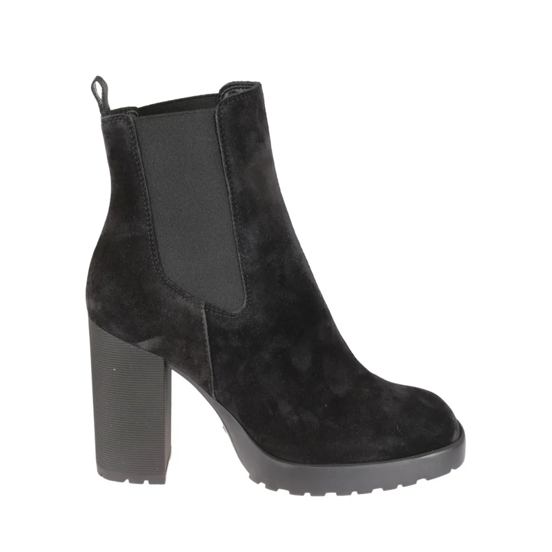 Hogan Bottes H623 Black Suede Ankle Boots Black