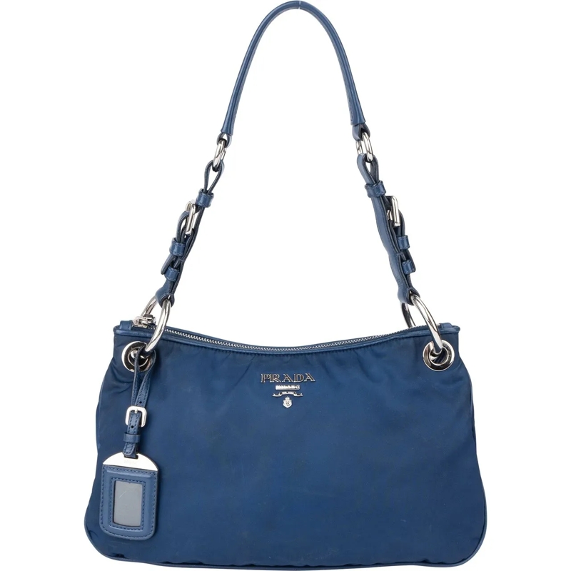Prada Schultertasche Prada Blue Nylon City Shoulder Bag blau