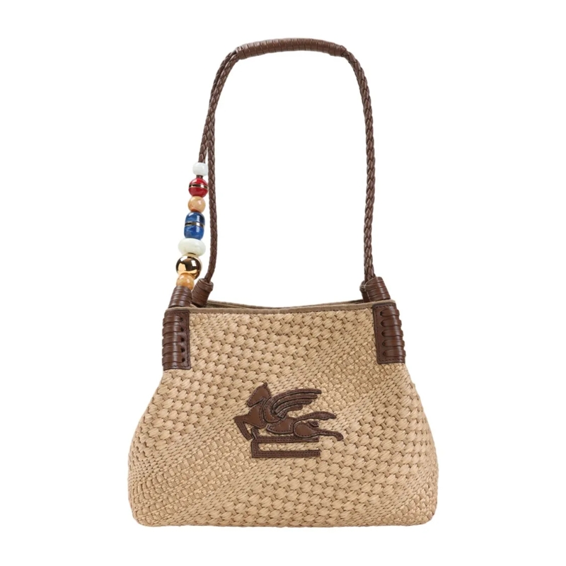 Etro Schultertasche Woven Viscose-Cotton Blend Etro Shoulder Bag Brown