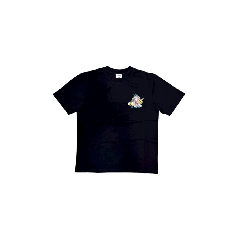 Casablanca T-shirt Short-Sleeve Black T-Shirt With Artistic Graphic D Black