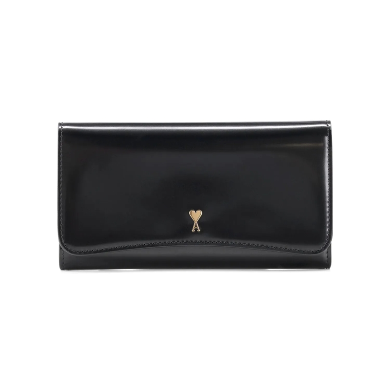 AMI Paris Portemonnaie mit Zip-Around-Reißverschluss Portemonnaie aus Leder schwarz