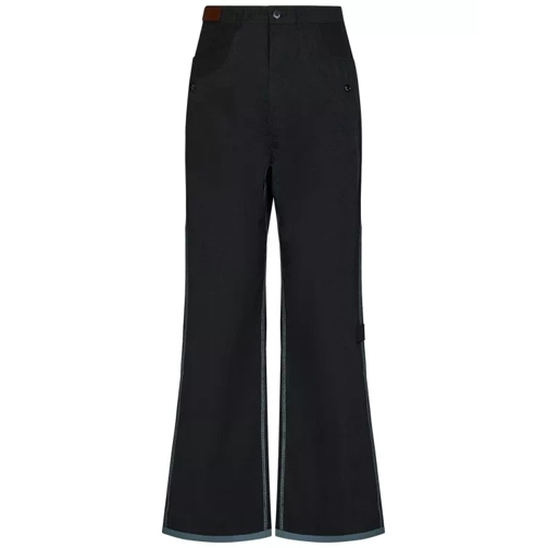 Andersson Bell Front Leather Patch Blue Trouser Black Pantalons