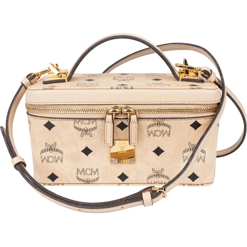 MCM Fourre-tout MCM Visetos Monogram Vanity Case Handbag beige