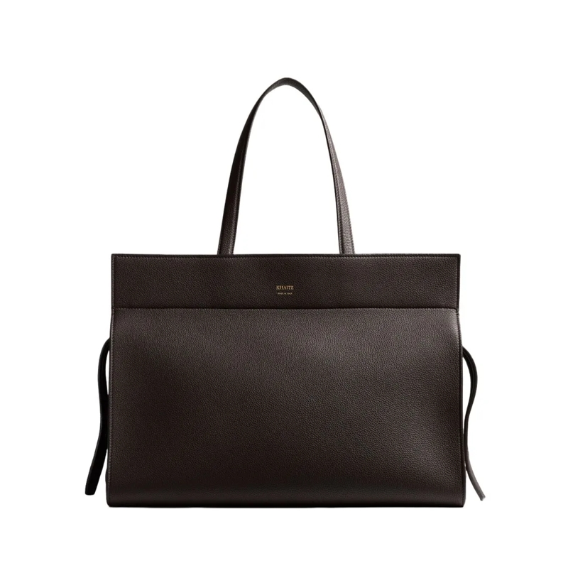 Khaite Tote Structured Pebbled Leather Shoulder Bag Black