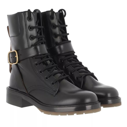 Chloé Boots Leather Black Schnürstiefel