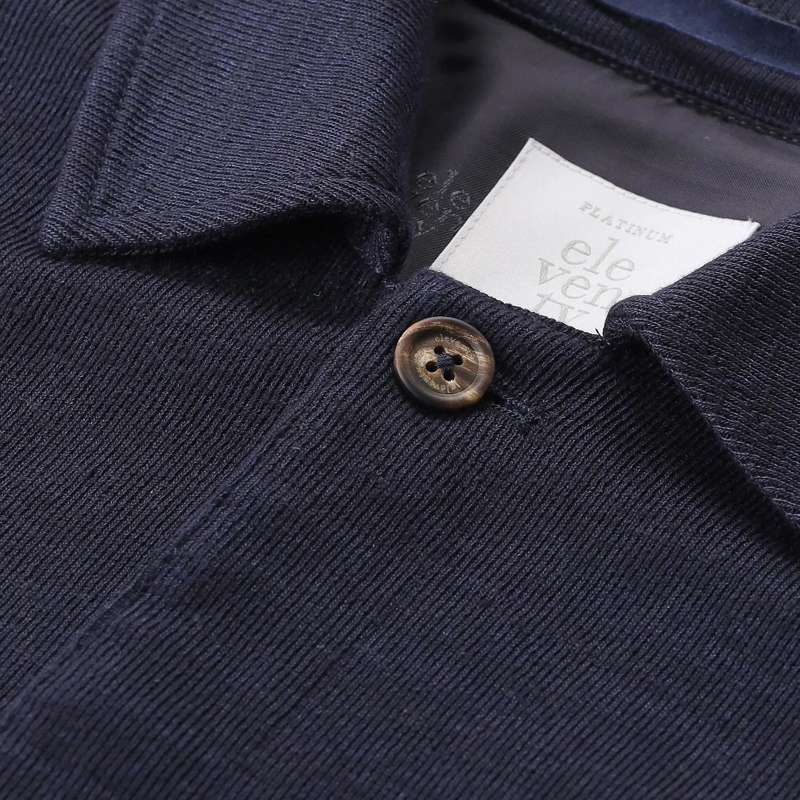 Eleventy Veste de transition Overshirt aus Baumwolle & Leinen dunkelblau(Image 4)
