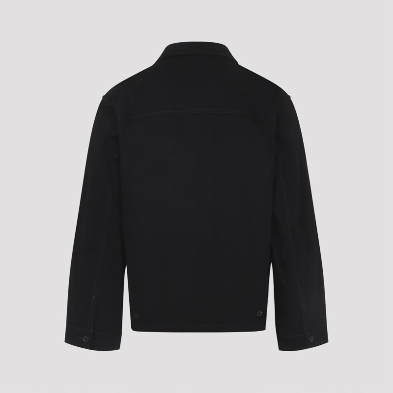 Lemaire Parka Minimalist Black Cotton Jacket With Structured Sil Black
