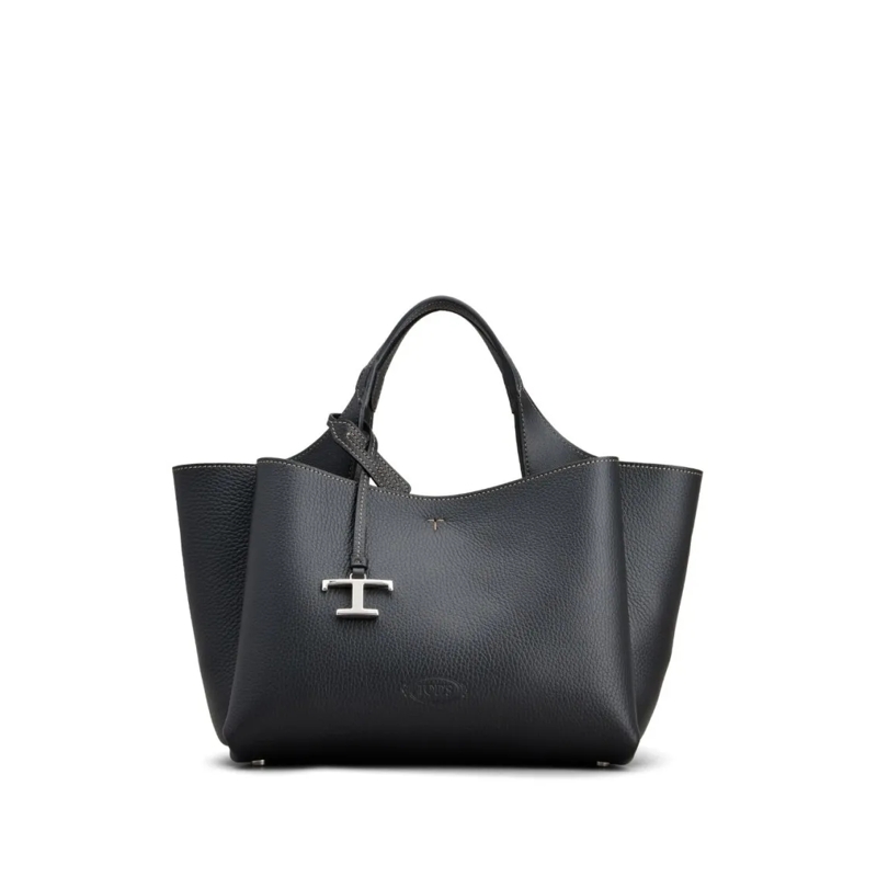 Tod's Tote Grained Leather Tote Bag With Debossed Logo Black