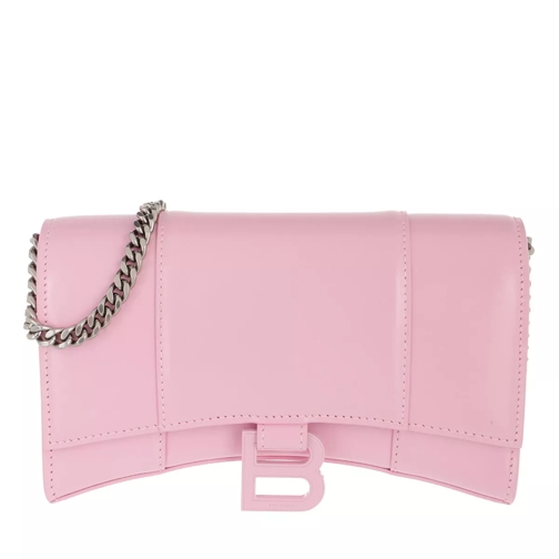 Balenciaga Hourglass Mini Wallet On Chain Shiny Candy Pink Kedjeplånbok