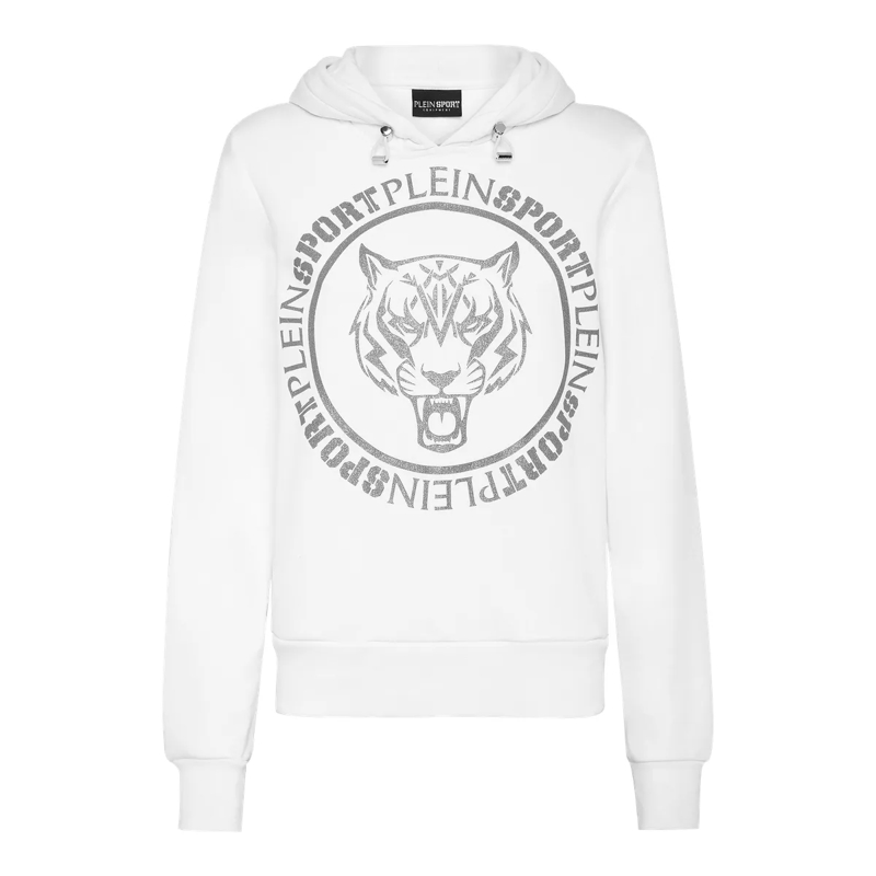 Plein Sport Top Hoodie Tiger weiss