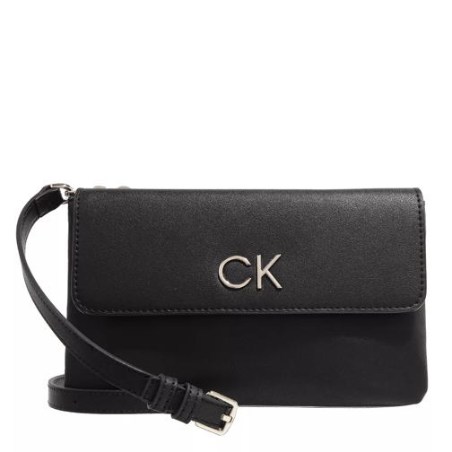 Calvin Klein Re-Lock Dbl Xbody W/Flap Ck Black Crossbody Bag
