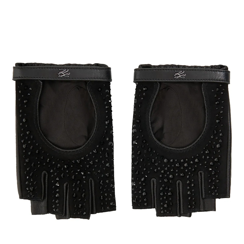 Karl Lagerfeld Handschuhe K/Autograph Strass Handschuhe ohne Finger schwarz