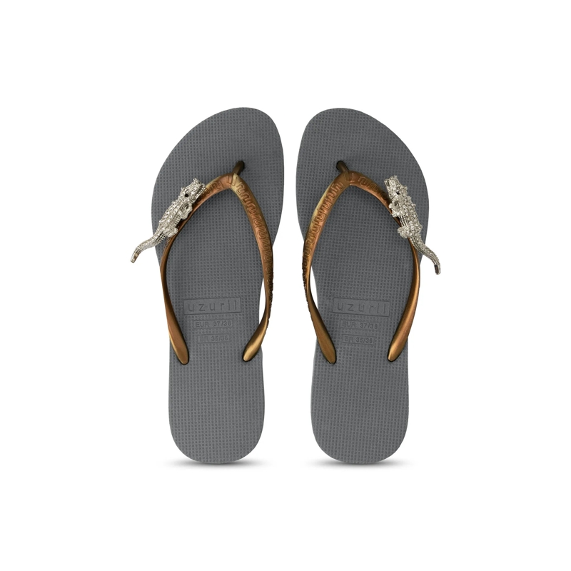 UZURII Flip Flops Zehentrenner Silver Crocodile Switch silber