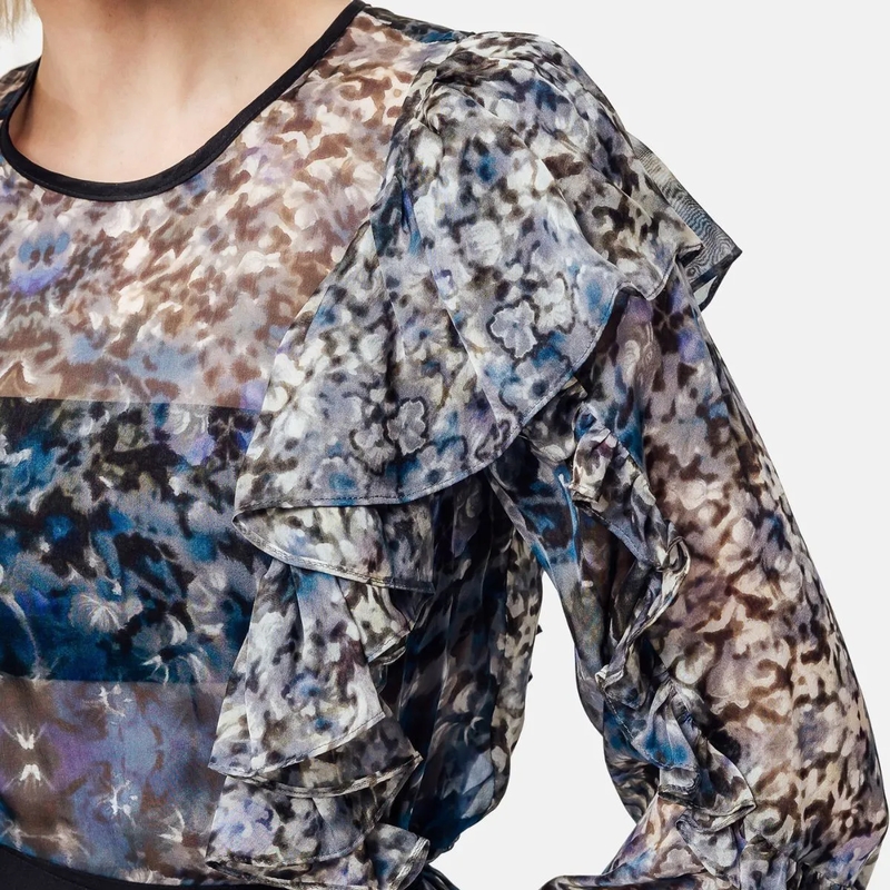 Helene Galwas Kleid Minikleid aus Seide BECKYRE- Mini-Kleid aus Chif blau(Image 4)