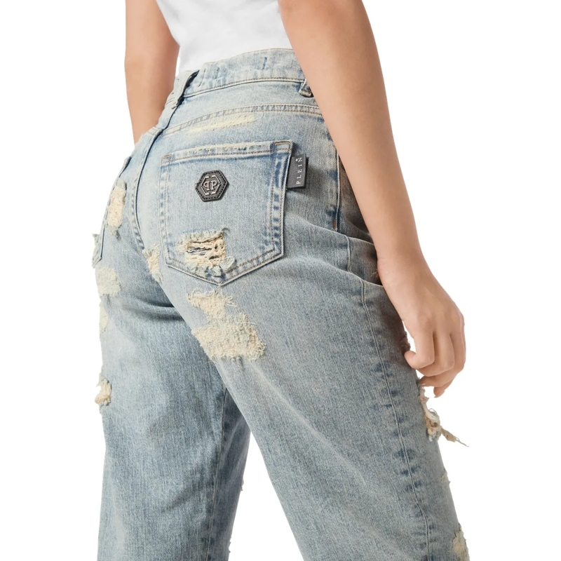 Philipp Plein Cropped-Jeans Jeans Mom Fit hell-blau(Image 5)