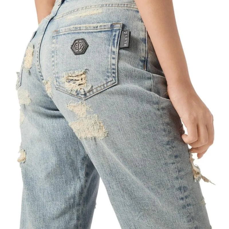 Philipp Plein Cropped-Jeans Jeans Mom Fit hell-blau(Image 5)