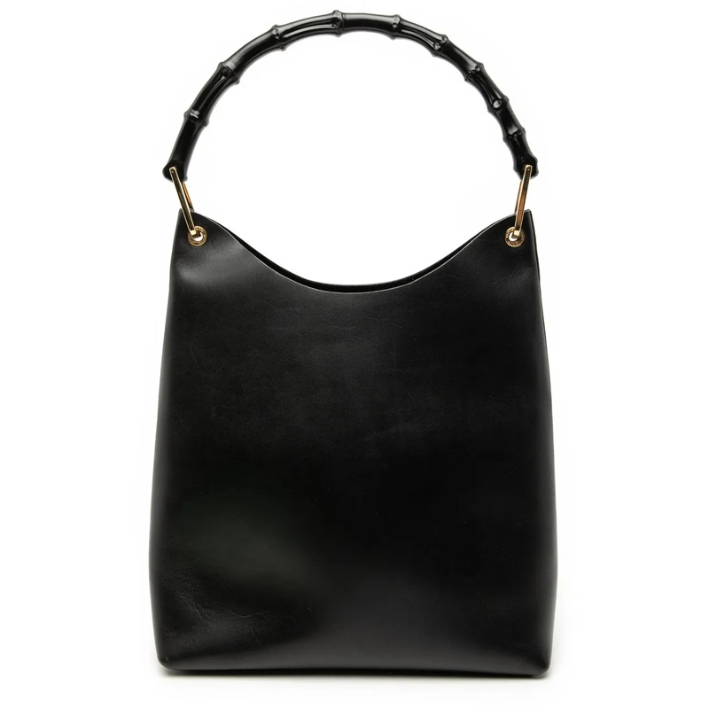 Gucci Schultertasche Leather Bamboo Shoulder Bag schwarz