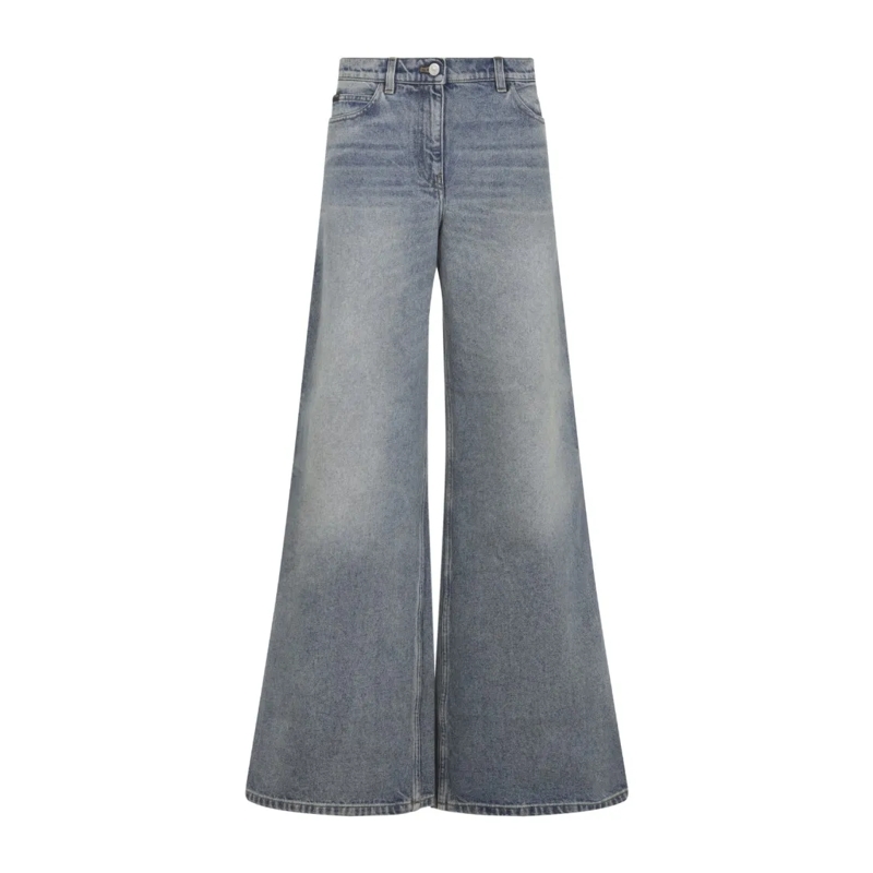 Courrèges Jeans Wide-Leg Denim Trousers With High Waist Blue