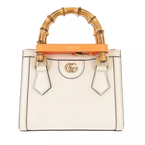 Gucci Diani Mini Tote Bag Leather/Bamboo White/Orange Fluo Liten väska