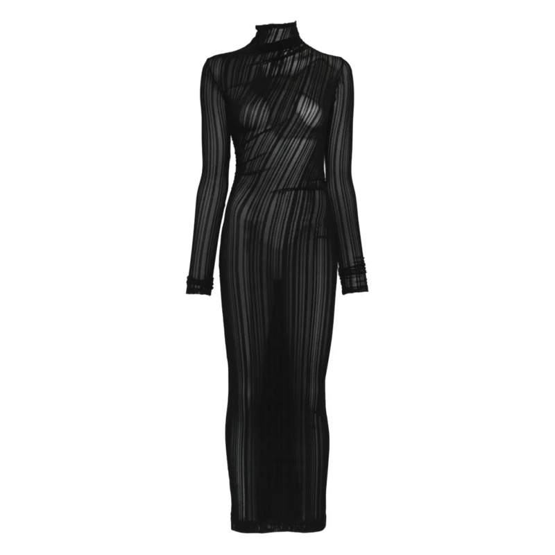 Amazuin Robe midi Fitted Black Midi Dress Black