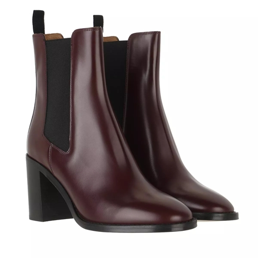 Isabel Marant Lanide Ankle Boots Leather Burgundy Enkellaars