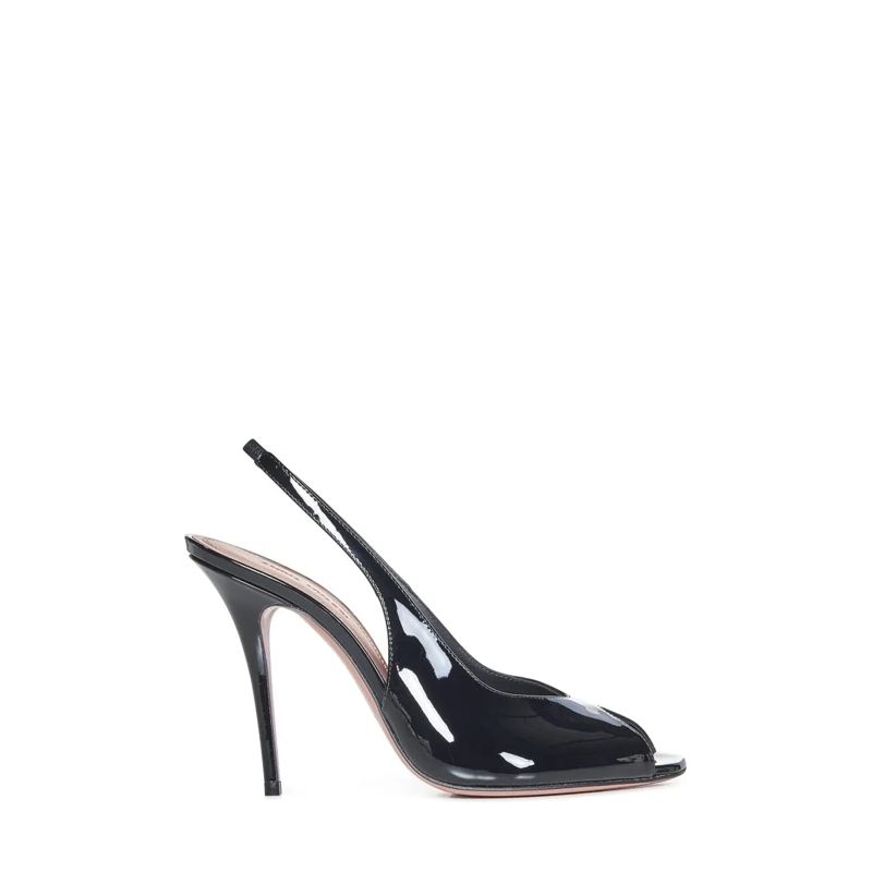 Amina Muaddi Escarpins Peep Toe Slingback Pumps Black