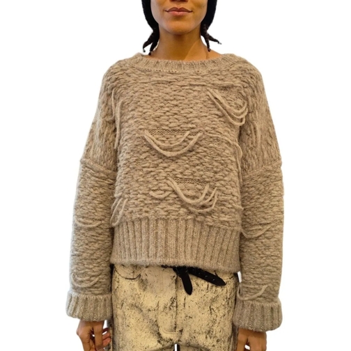 Isabel Benenato Sweatshirts Pull court Alpaga Taupe Fils irr�guliers Isabel Be taupe