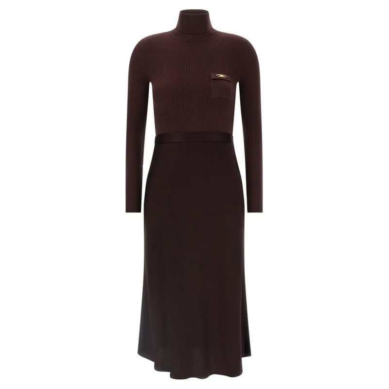 Elisabetta Franchi Robe midi Turtleneck Dress Burgundy