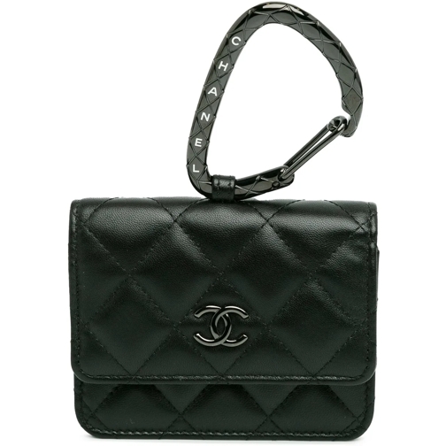 Chanel Porte-cartes 2021 Quilted Lambskin So Black CC Hook Card Holder schwarz (Image 2)