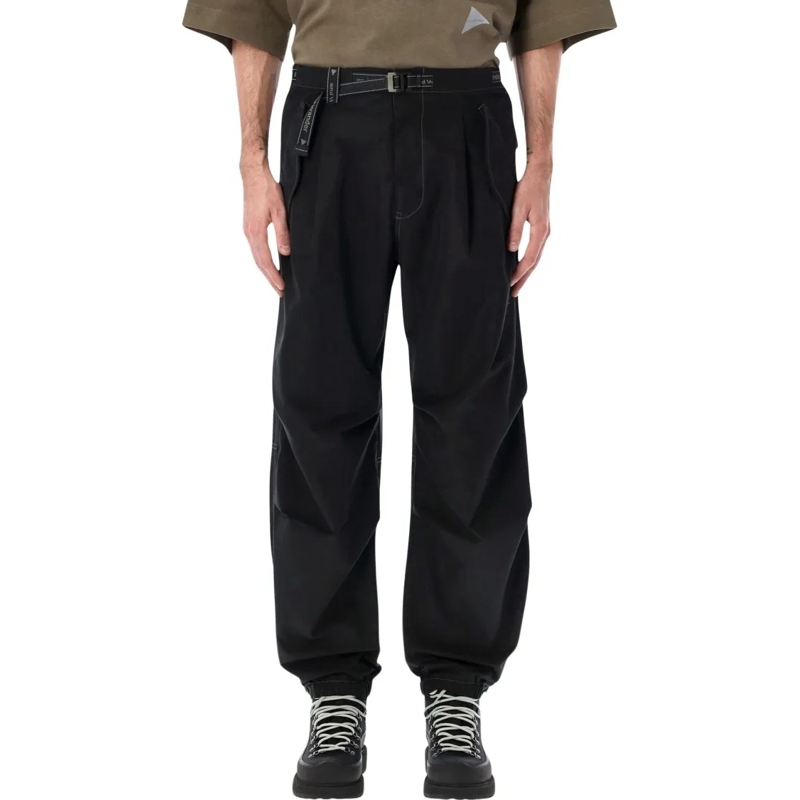 And Wander Pantalon High Count Cloth Side Zip Hem Pants Black