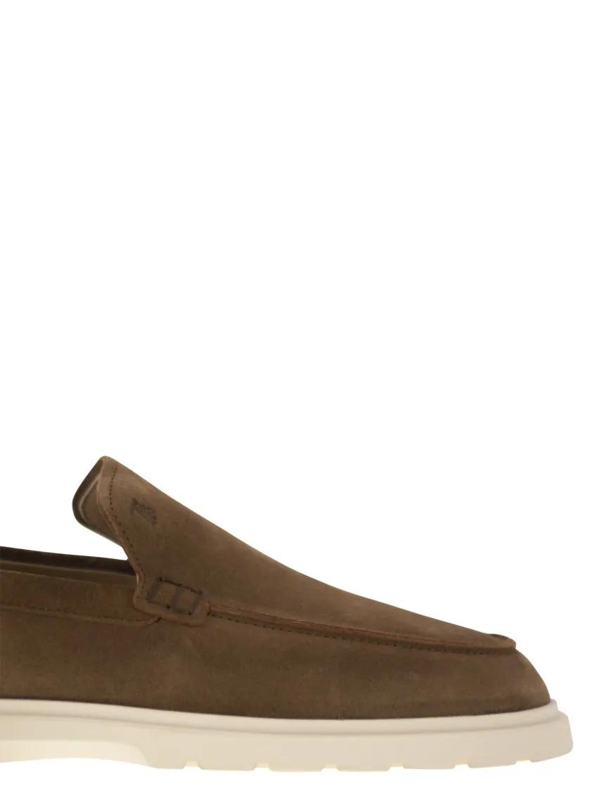 Thumbnail - Tod's Loafer - Brown Suede Moccasin Slipper With Embossed Monogra - Gr. 11 - in Braun - für Damen