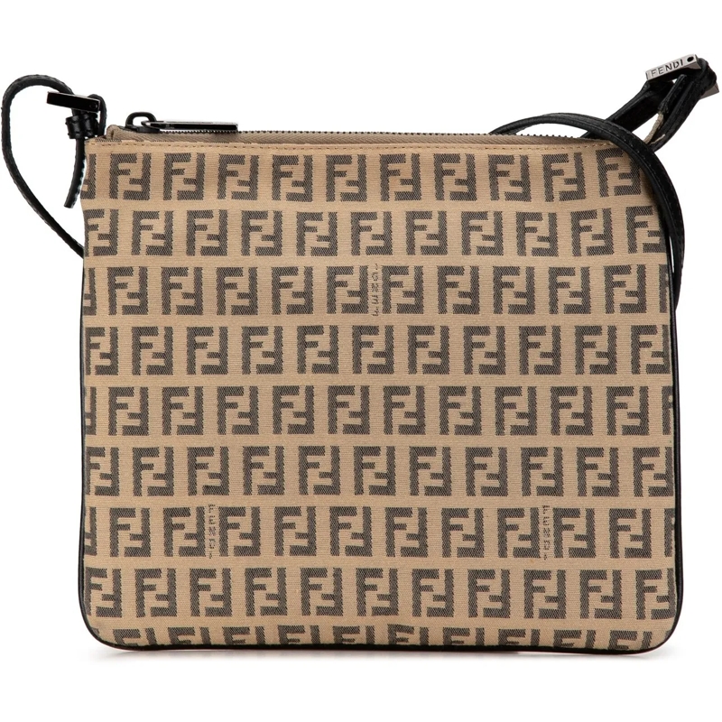 Fendi Schultertasche Zucchino Canvas Crossbody braun