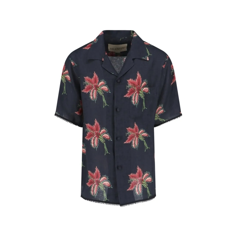 Valentino Garavani Overhemd "Bowling" Shirt Black Blue