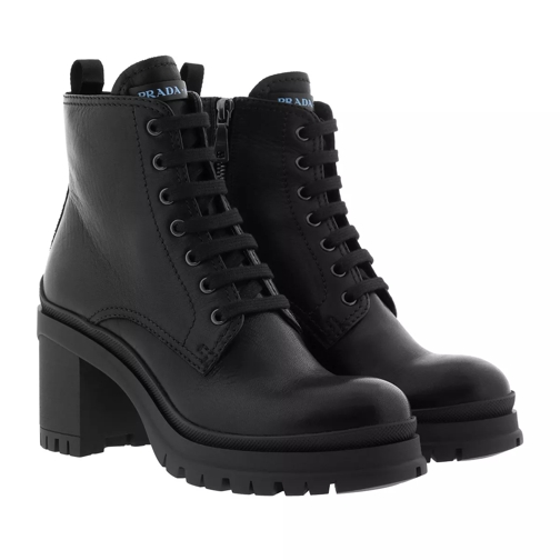 Prada Combat Boots Smooth Leather Black Ankle Boot
