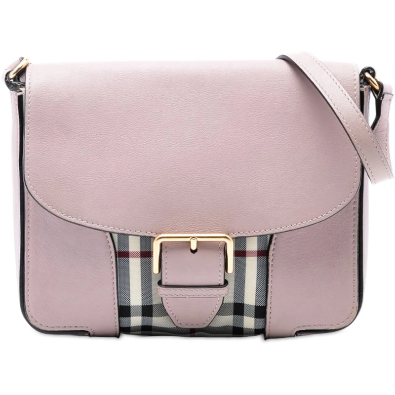 Burberry Sac à bandoulière Small Haymarket Check Trimmed Leather Dickens Cros rose