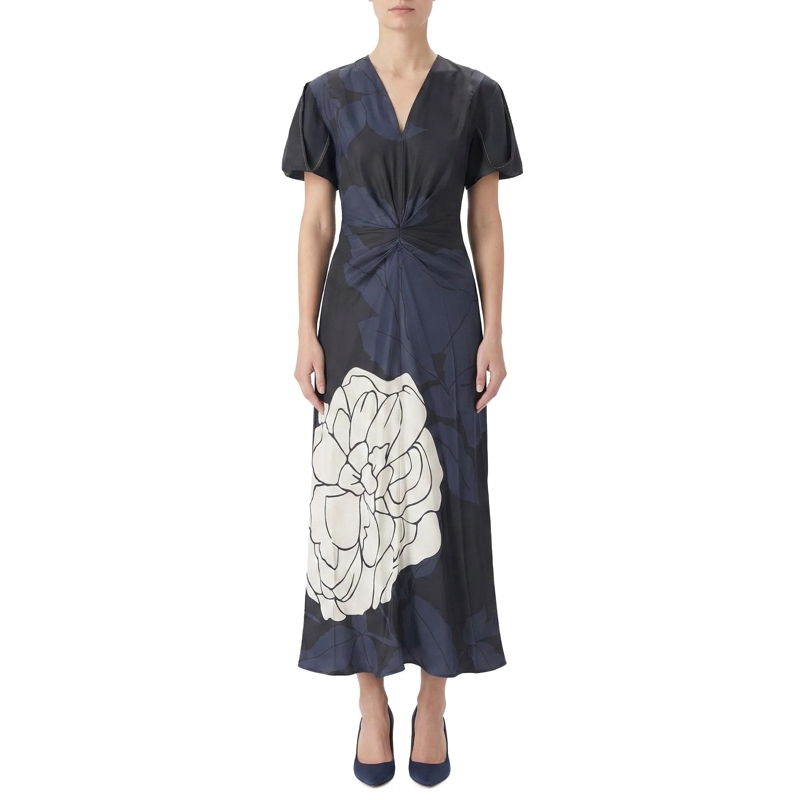 Victoria Beckham Robe midi Midikleid Eve mit Blumenmuster schwarz(Image 2)