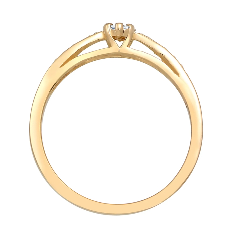 Elli Ring Ring Verlobung Diamant (0.085 ct.) Blume 585 Gelbg gold(Image 3)