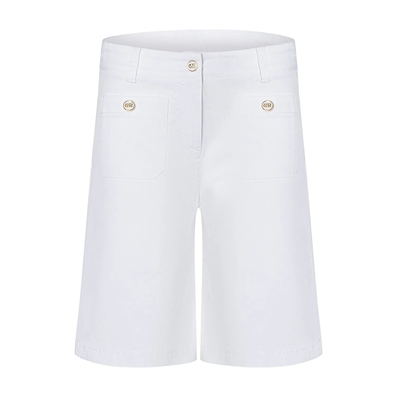 Cambio Bermuda-Shorts Bermudas Blake mit Zierknöpfen weiß