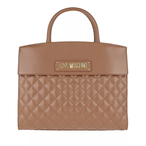 Love Moschino Handbag Quilted Faux Leather Camel Tote