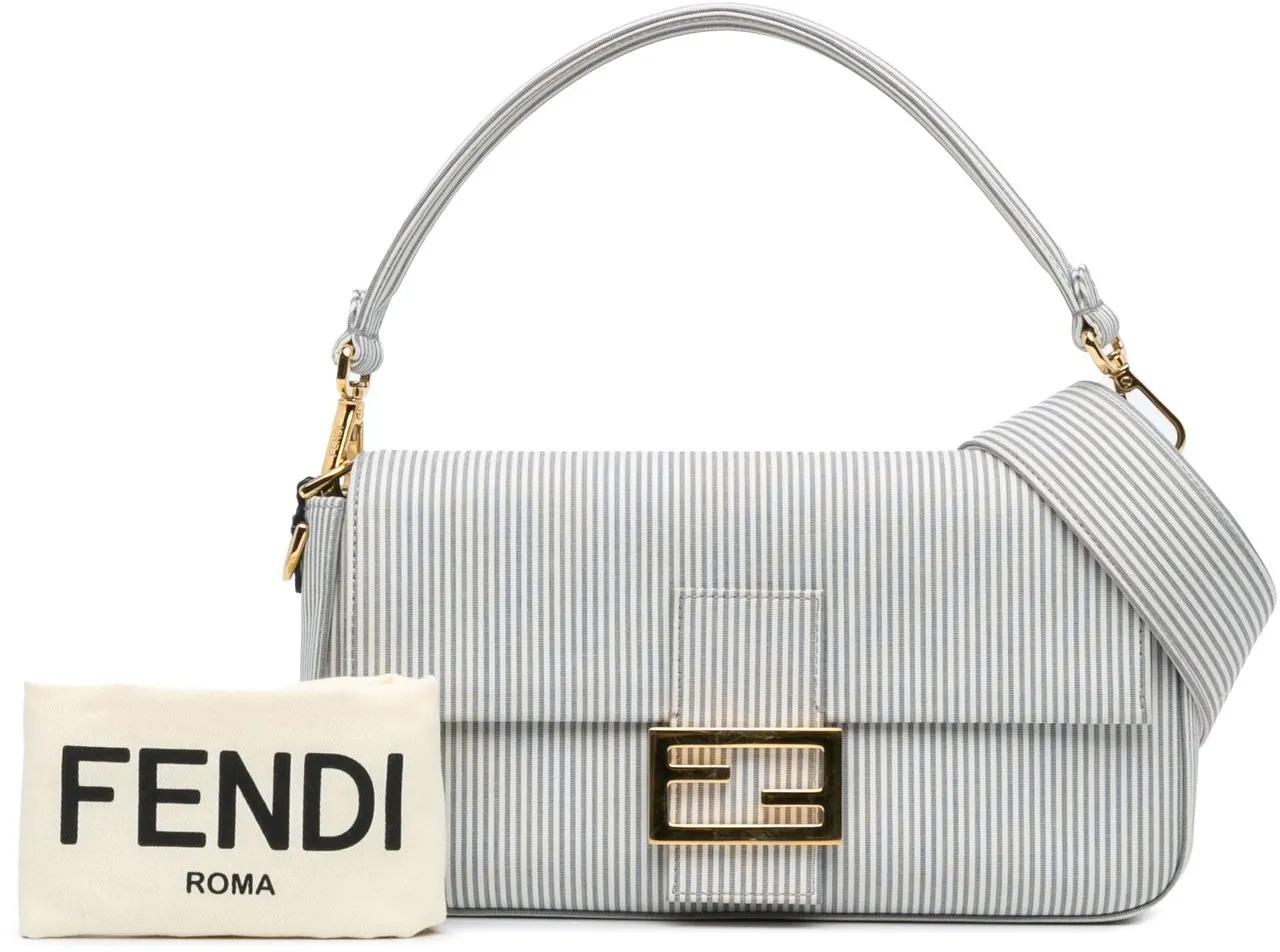 Thumbnail - Fendi Hobo Bags - 2010-2024 Striped Jersey Baguette Satchel - Gr. unisize - in Weiß - für Damen