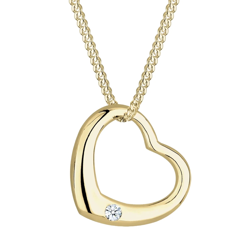 Elli Mittellange Halskette Halskette Herz Love Diamant (0.03 ct.) 375 Gelbgol weiss(Image 4)